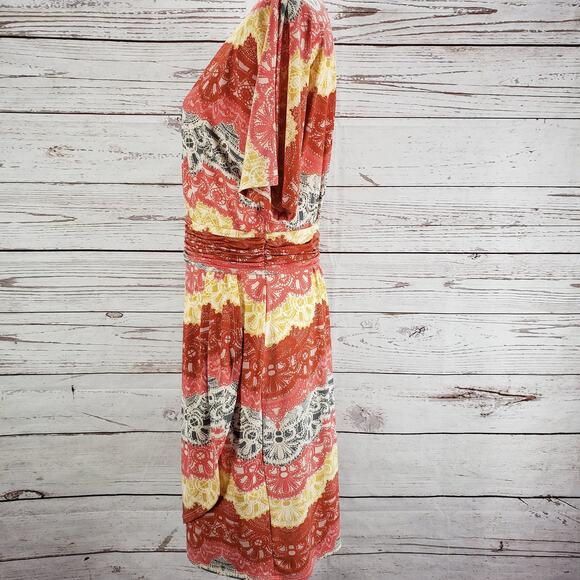 BCBGMAXAZRIA Women's Tereza Surplice Neck Faux Wrap Dress Size Large - Picture 3 of 14